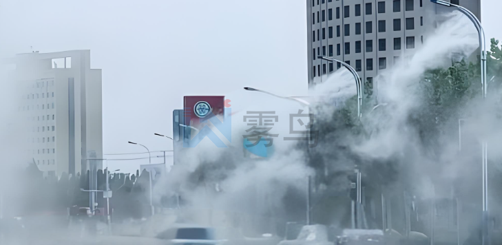 山東濟南（nán）環境監測（cè）站聯動燈杆噴霧降（jiàng）塵降霾係統案例