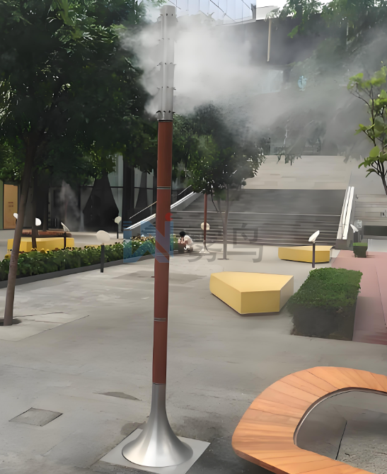 城市（shì）的公園也（yě）廣泛使用了噴霧降溫係統
